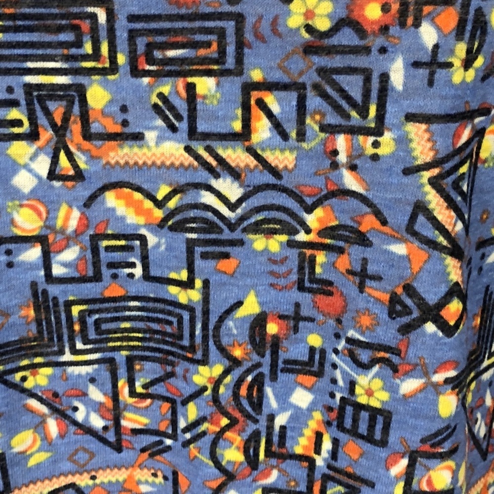 LuLaRoe Blue, & YellowGeometric Classic T Top - Picture 4 of 6